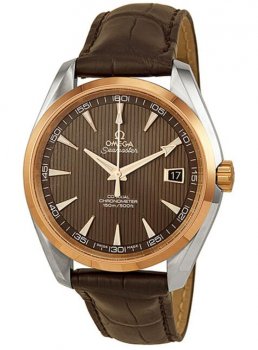 Réplique Omega Aqua Terra Co-Axial Teak-Gris Cadran Marron Cuir 231.23.42.21.06.001