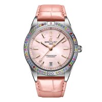 Breitling Chronomat Automatique 36 Mer du Sud Bracelet en cuir rose Femme Replique montre G10380BB1K1P1