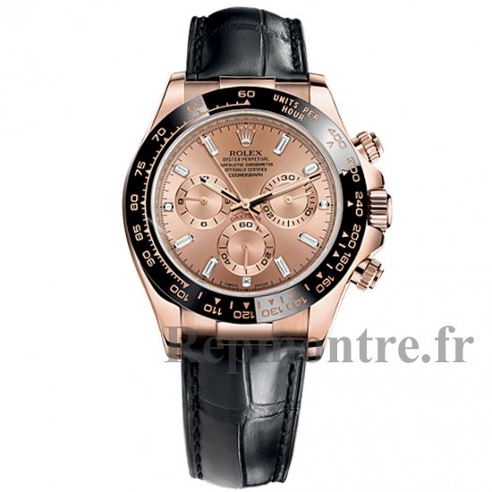 Réplique Rolex Daytona Cadran de diamant 18k Rose Or Bracelet en cuir Montre Homme - Cliquez sur l'image pour la fermer