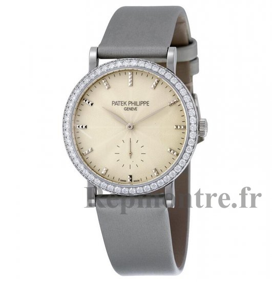 Réplique Patek Philippe Calatrava Cream Guilloche Cadran 18K Blanc Or Diamant 7120G-001 - Cliquez sur l'image pour la fermer