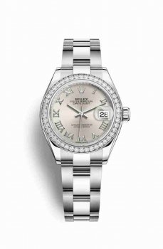 Réplique montre Rolex Datejust 28 Blanc Role blanc 279384RBR Argent Cadran m279384rbr-0010