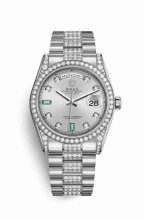 Réplique montre Rolex Day-Date 36 cerceaux en blanc serti de 118389 m118389-0079