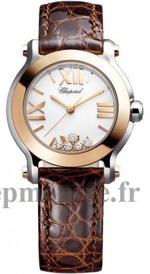 Chopard Happy Sport Round Quartz 30mm Dames Réplique Montre 278509-6001 - Cliquez sur l'image pour la fermer