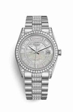 Réplique montre Rolex Day-Date 36 Cosses en blanc serti de 118389