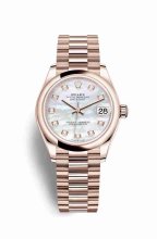 Réplique-imiter montre Rolex Datejust 31 Everose 278245 Nacre blanche sertie de Cadran