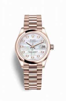 Réplique-imiter montre Rolex Datejust 31 Everose 278245 Nacre blanche sertie de Cadran