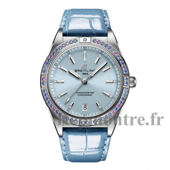 Breitling Chronomat Automatique 36 Mer du Sud Bracelet en Cuir Bleu Glace Montre Replique Femme G10380611C1P1 - Cliquez sur l'image pour la fermer