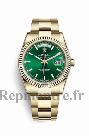 Réplique montre Rolex Day-Date 36 jaune 18 ct 118238 Cadran vert m118238-0433 - Cliquez sur l'image pour la fermer