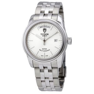 Réplique Tudor Glamour Day Date Acier Inoxydable / Argent Jacquard / Bracelet m56000-0005