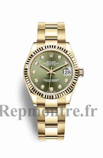Réplique montre Rolex Datejust 31 jaune 278278 Vert olive serti Cadran m278278-0018 - Cliquez sur l'image pour la fermer