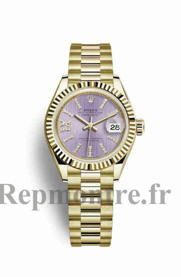 Réplique montre Rolex Datejust 28 jaune 18 ct 279178 Set de lilas Cadran m279178-0011 - Cliquez sur l'image pour la fermer