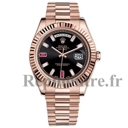 Rolex Day-Date II President or rose Fluted Bezel Diamante Dial Montre Réplique - Cliquez sur l'image pour la fermer