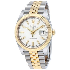 Rolex Datejust 41mm 126333 Montre a cadran blanc et montre en jauge en or jaune 18k