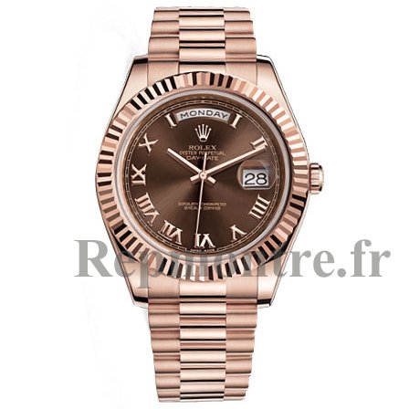 Rolex Day-Date II President or rose Fluted Bezel Réplique - Cliquez sur l'image pour la fermer