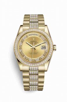 Réplique montre Rolex Day-Date 36 jaune 18 ct 118348 Champagne cadran m118348-0132