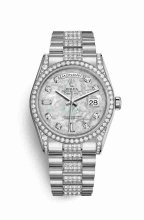 Réplique montre Rolex Day-Date 36 18 ct en blanc serti de 118389 m118389-0074