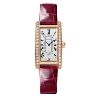 Cartier Tank Americaine Replique montre Petit Quartz Or Rose Cuir WJTA0042