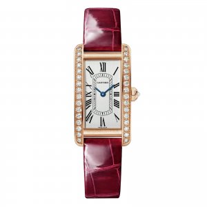 Cartier Tank Americaine Replique montre Petit Quartz Or Rose Cuir WJTA0042