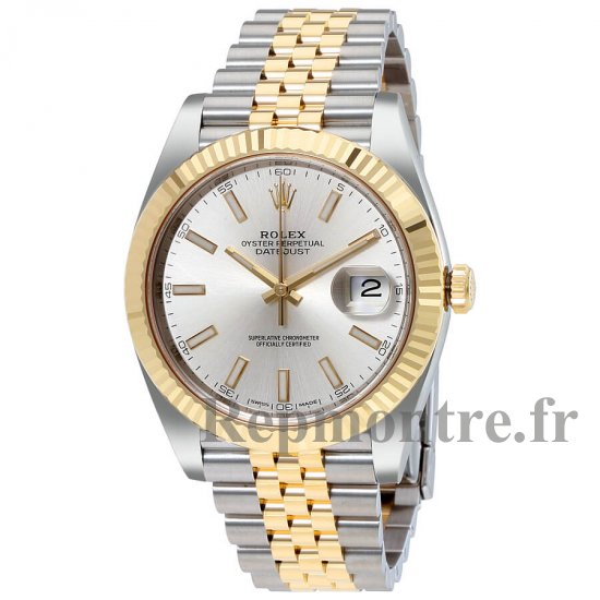 Rolex Datejust 41 Argent Dial 126333 Acier et montres jumelees en or jaune 18k - Cliquez sur l'image pour la fermer