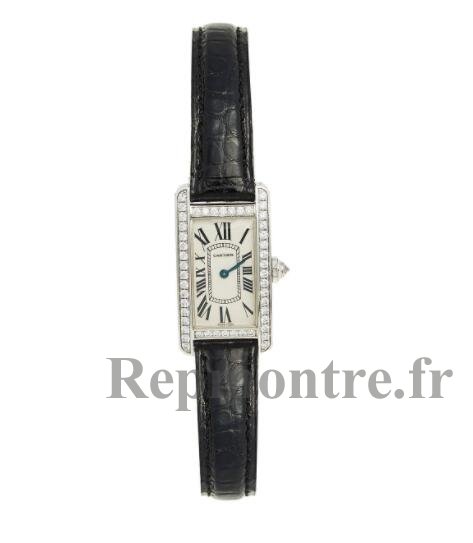 Copie de Cartier Tank Americaine 18k Blanc Or Diamants Alligator 19 mm WB707331 - Cliquez sur l'image pour la fermer