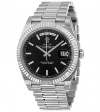 Réplique Rolex Day-Date 40 Cadran Noir 18K Blanc Or President 228239BKSP