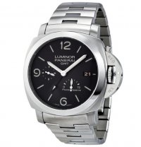 Réplique Panerai Luminor 1950 3 Days Noir Cadran GMT Automatique Inoxydable Acier PAM00347