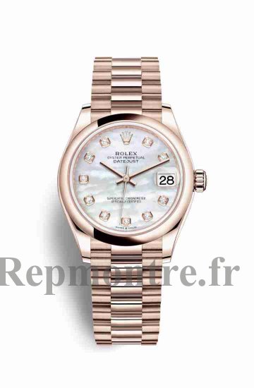 Réplique-imiter montre Rolex Datejust 31 Everose 278245 Nacre blanche sertie de Cadran - Cliquez sur l'image pour la fermer