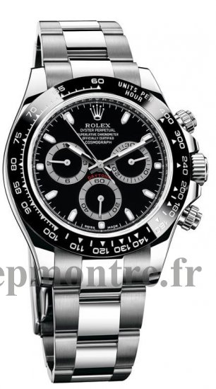 Rolex Cosmograph Daytona 116500 Montre a huitres en acier inoxydable a cadran noir - Cliquez sur l'image pour la fermer