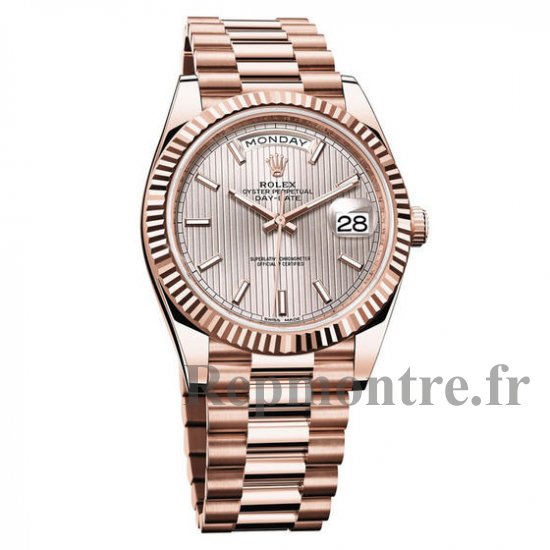 Rolex Day-Date 40 Sundust Stripe Dial 18K Eveor rose Automatique Montre Réplique hommes - Cliquez sur l'image pour la fermer