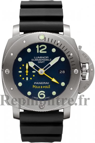 Réplique de montre Panerai Luminor Submersible 1950 3 Jours GMT Titanio 47mm PAM00719 - Cliquez sur l'image pour la fermer