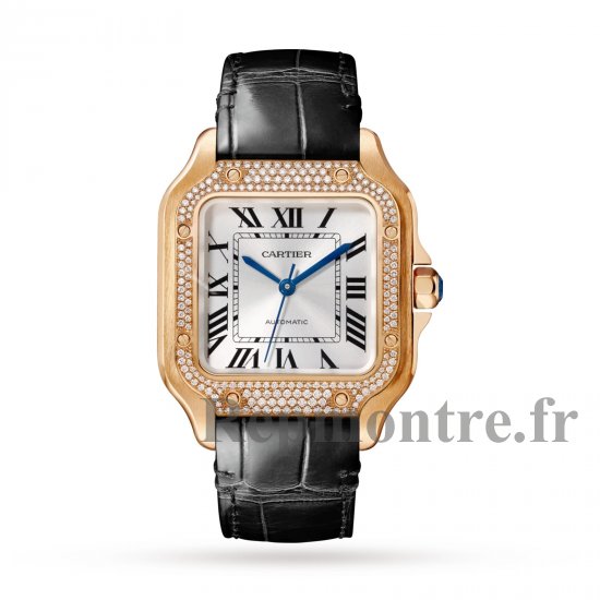 Cartier Santos De Cartier Copie montre Moyenne Automatique Or Rose Diamants WJSA0012 - Cliquez sur l'image pour la fermer