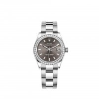 Réplique Rolex Datejust 31 Bracelet Oyster a cadran gris fonce Rolesor blanc m278384rbr-0019