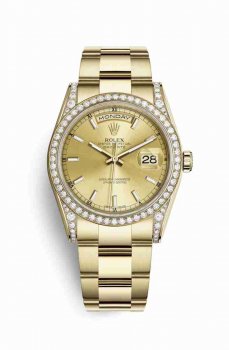 Réplique montre Rolex Day-Date 36 18 ct en jaune serti de 118388 m118388-0188