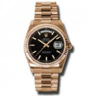 Réplique Rolex Day-Date Cadran Noir 18K Everose Rose President Dames 118235BKSP