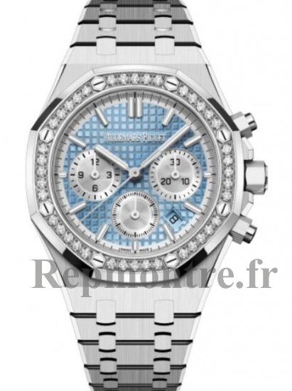 Replique Audemars Piguet Royal Oak Chronographe Automatique Acier inoxydable 38mm Light Bleue Diamants 26715ST.ZZ.1356ST.01 - Cliquez sur l'image pour la fermer