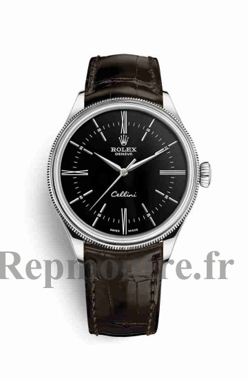 Replque-Imiter-Kobe de Rolex Cellini Time blanc 50509 Noir Cadran - Cliquez sur l'image pour la fermer