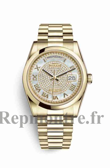 Réplique montre Rolex Day-Date 36 jaune 18 ct 118208 nacre blanche m118208-0313 - Cliquez sur l'image pour la fermer