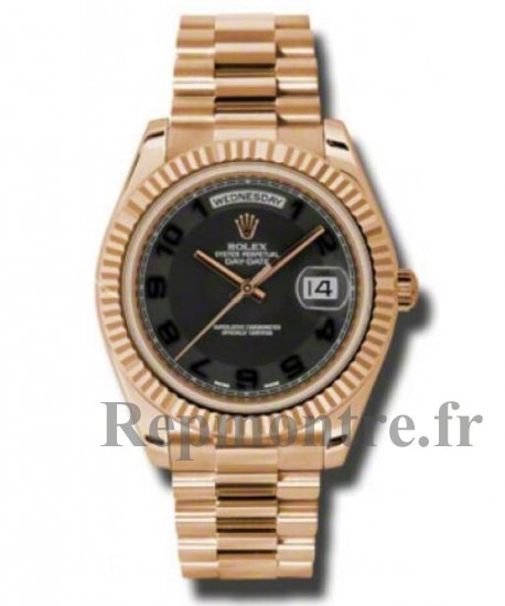 Réplique Rolex Day-Date II Noir Concentric Cadran 18K Everose Rose President 218235BKCAP - Cliquez sur l'image pour la fermer