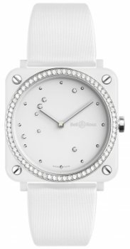 Réplique Bell & Ross Instruments BR S Quartz White Eagle Diamonds Bracelet en cuir satine 39 mm Montre BRS-EW-CE-LGD / SF