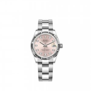 Réplique Rolex Datejust 31 Bracelet Oyster a cadran blanc Rolesor serti de diamants