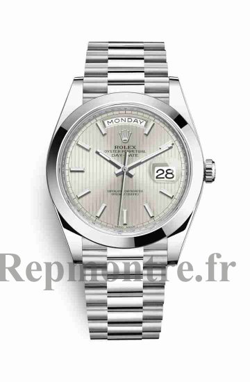 Réplique de montre Rolex Day-Date 40 228206 Motif a rayures argentees Cadran m228206-0034 - Cliquez sur l'image pour la fermer
