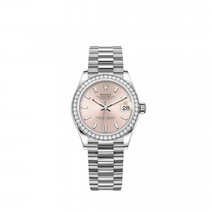 Réplique Rolex Datejust 31 Bracelet President en or blanc avec cadran rose m278289rbr-0013