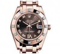 Réplique Rolex Datejust Chocolat Cadran Diamant 18K Everose Rose Dames 81315BRRDPM