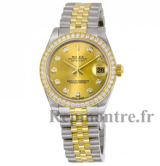 Réplique Rolex Datejust Dame 31 Champagne Cadran 18 Carat Jaune Or Automatique 178383CDJ - Cliquez sur l'image pour la fermer