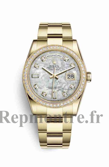 Réplique montre Rolex Day-Date 36 jaune 18 ct 118348 blancs serti de nacre Cadran m118348-0100 - Cliquez sur l'image pour la fermer