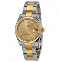 Réplique Rolex DateJust Champagne Cadran Inoxydable Acier 18kt Jaune Or 178243CDO