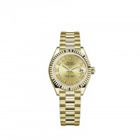 Réplique montre Rolex Lady-Datejust Bracelet President en or jaune 18 ct a cadran champagne m279178-0022