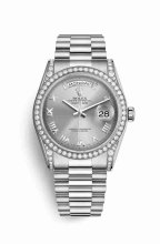 Réplique montre Rolex Day-Date 36 Cosses en blanc de 118389 Cadran rhodium m118389-0025