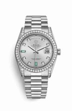 Réplique montre Rolex Day-Date 36 18 ct en blanc cosses de 118389 m118389-0078