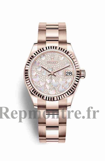 Réplique de montre Rolex Datejust 31 Everose 278275 Nacre pavee papillon Cadran - Cliquez sur l'image pour la fermer